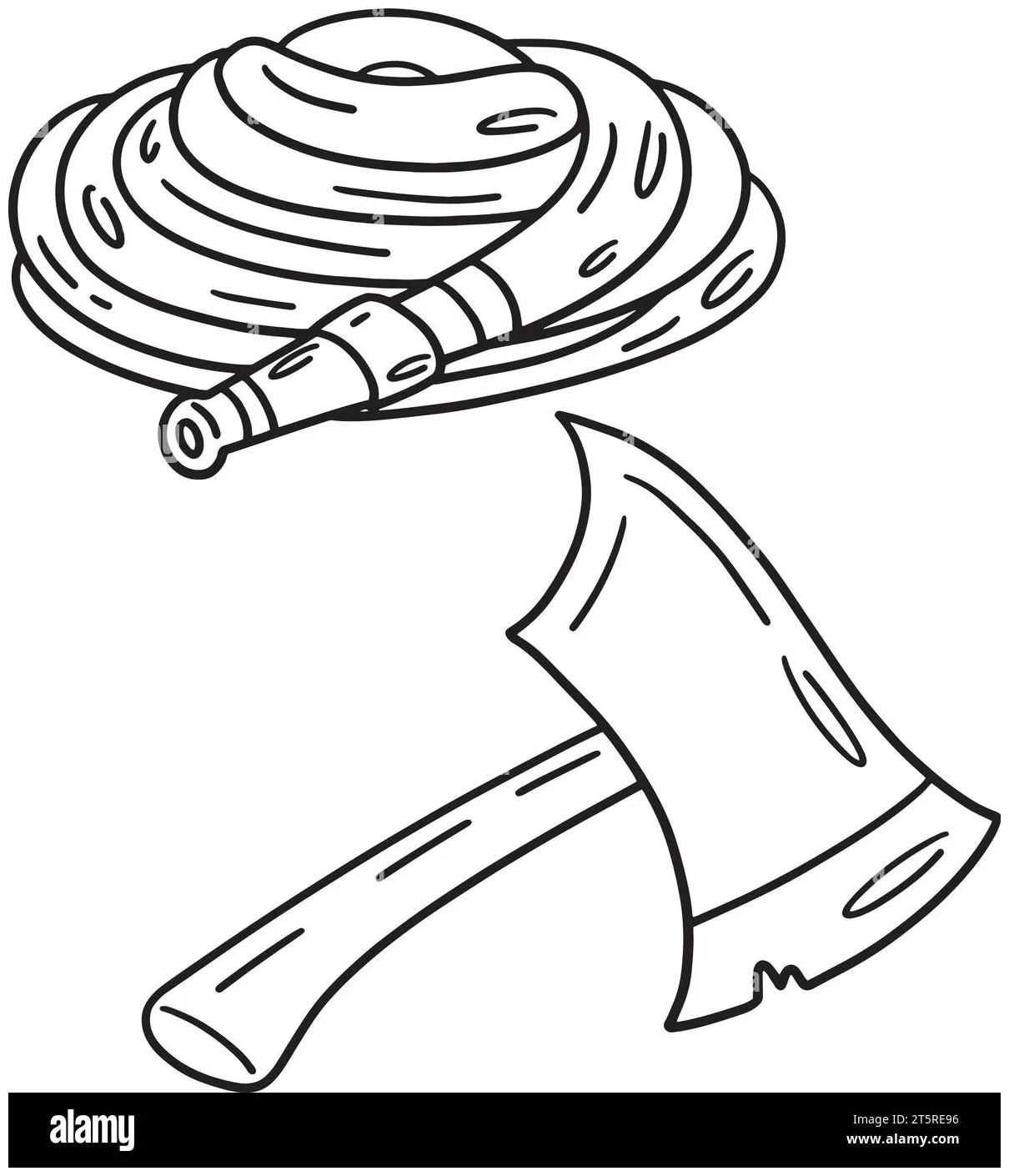 Firefighter hose and ax isolated coloring page stock vector & art
