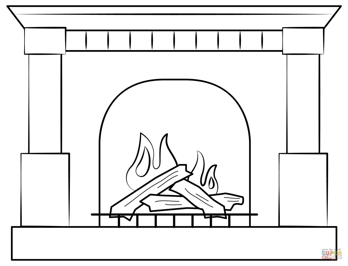 Fireplace coloring page free printable coloring pages