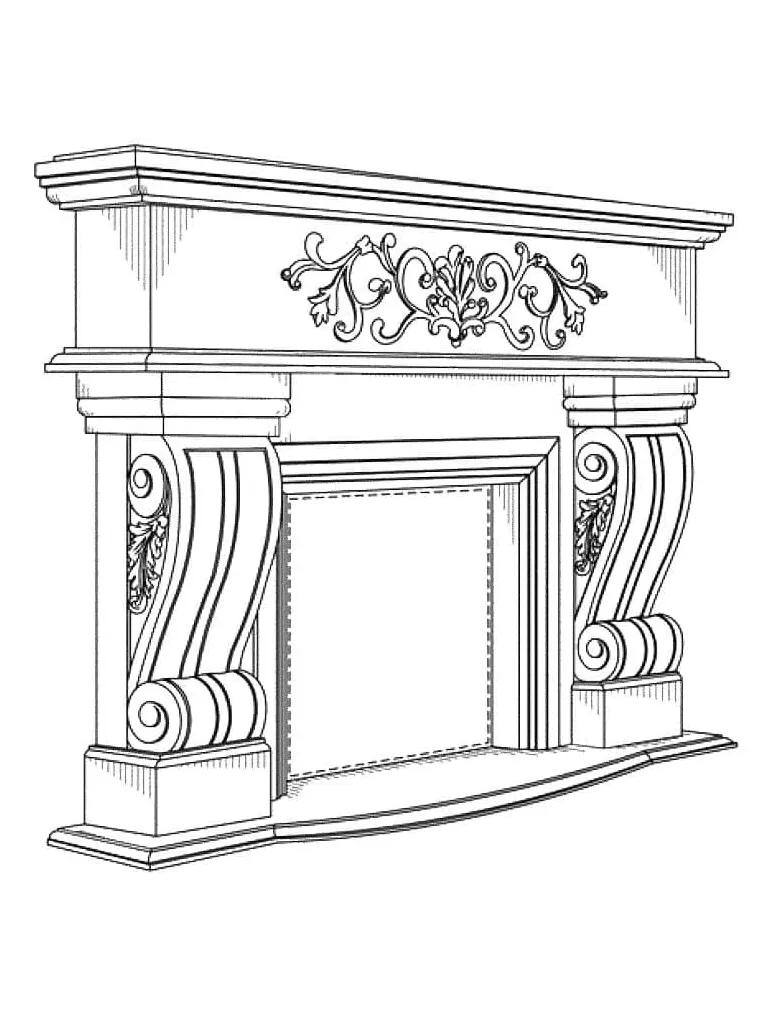 Beautiful fireplace coloring page download, print or color online for