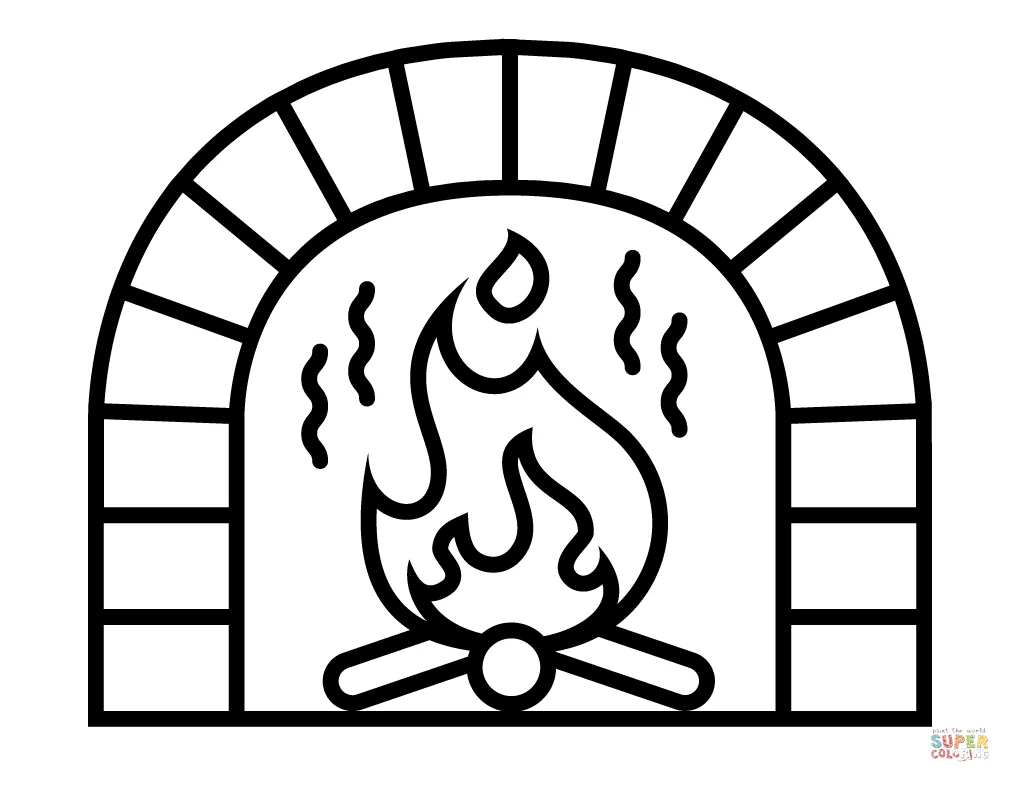 Christmas fireplace coloring page free printable coloring pages