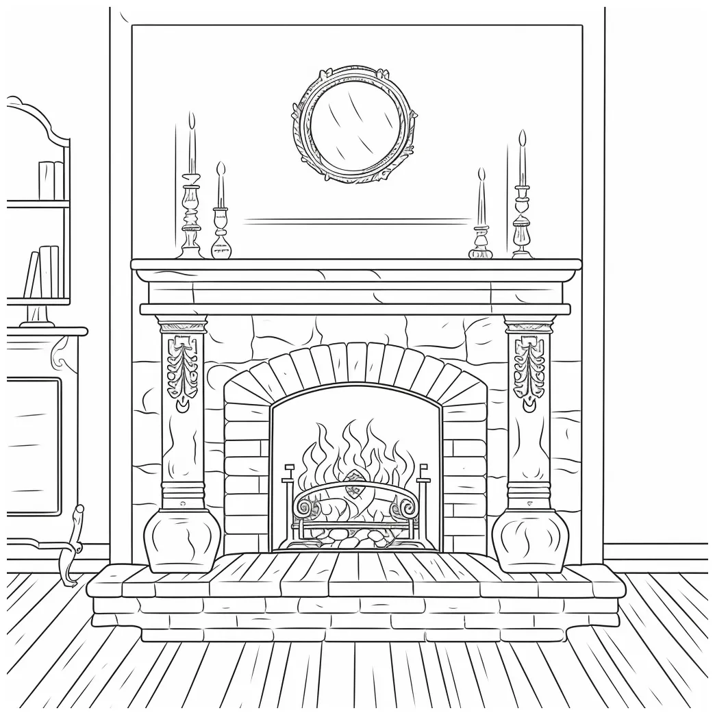 Fireplace coloring page coloring corner printable coloring page
