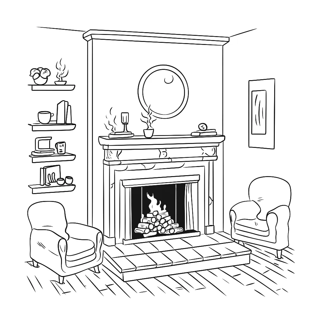 Fireplace coloring page coloring corner