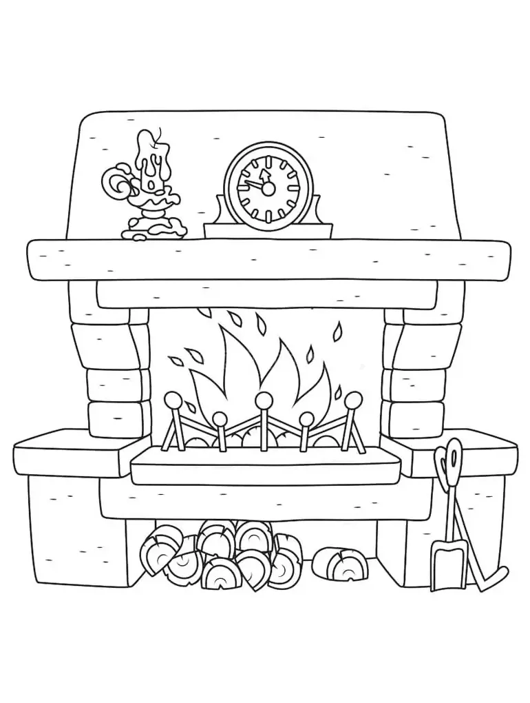 Fireplace and dog coloring page free printable coloring pages for kids