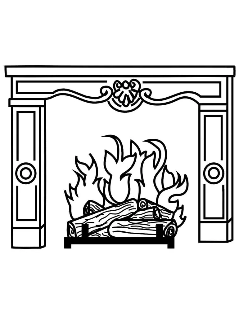 Fireplace and stocking coloring page free printable coloring pages