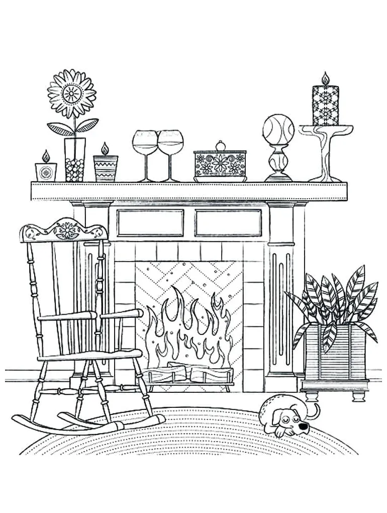 Fireplace coloring pages coloringlib