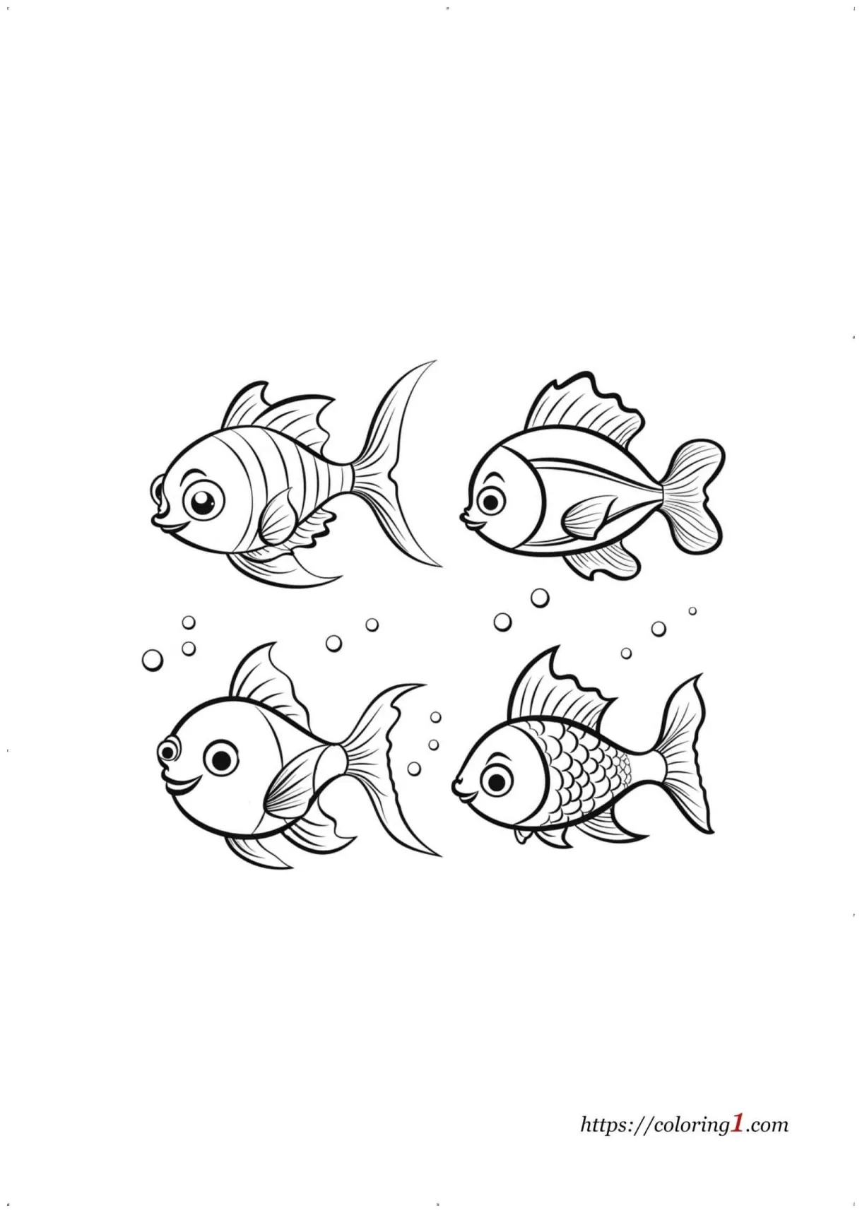 Cartoon fish free coloring sheet