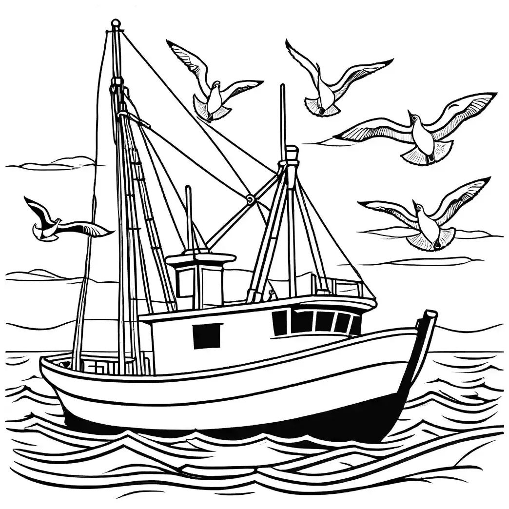 Traditional fishing boat coloring page Lulu Pages