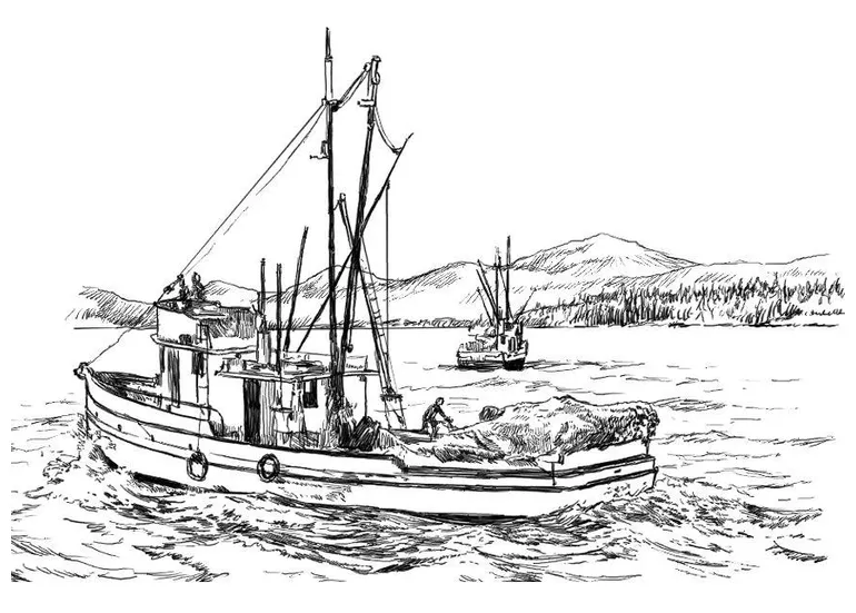 Coloring Page fishing boat - Free printables - Img 8059