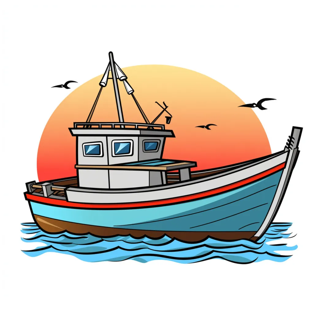 Fishing Boat Coloring Page | Coloring Pages Mimi Panda