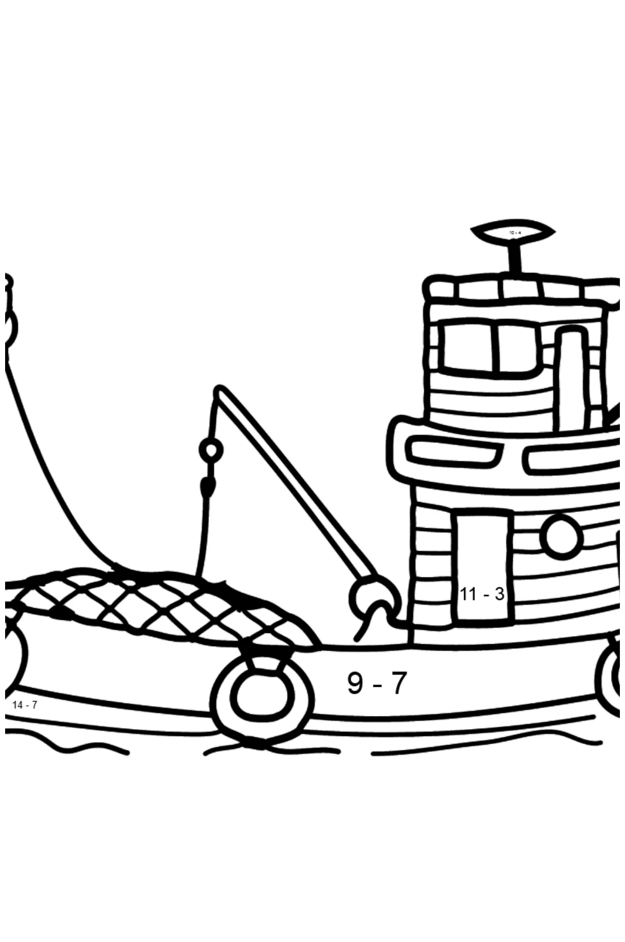 Coloring Page - A Fishing Boat ♥ Free Online