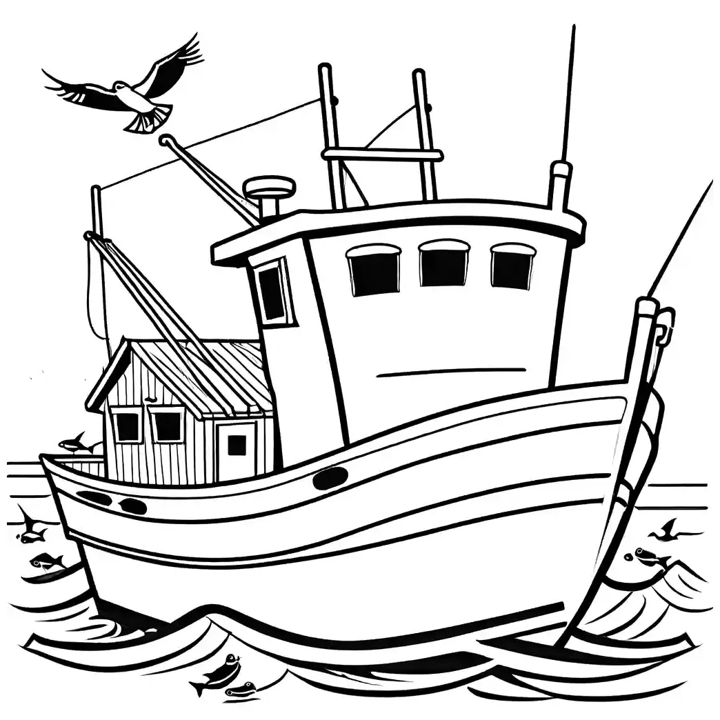 Fishing boat docked coloring page Lulu Pages