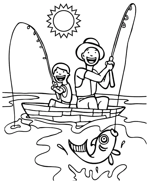 Fishing coloring page to print