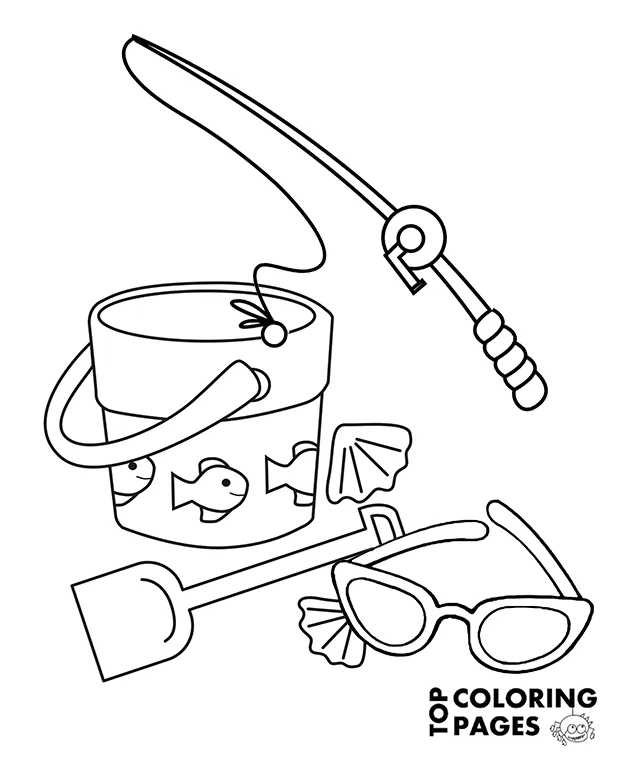 Fishing rod coloring coloring pages