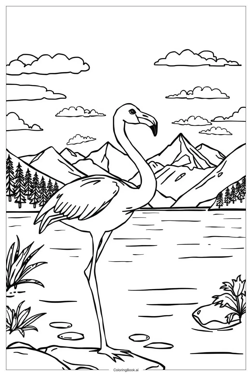 Flamingo family coloring page free pdf&png printable printable coloring page