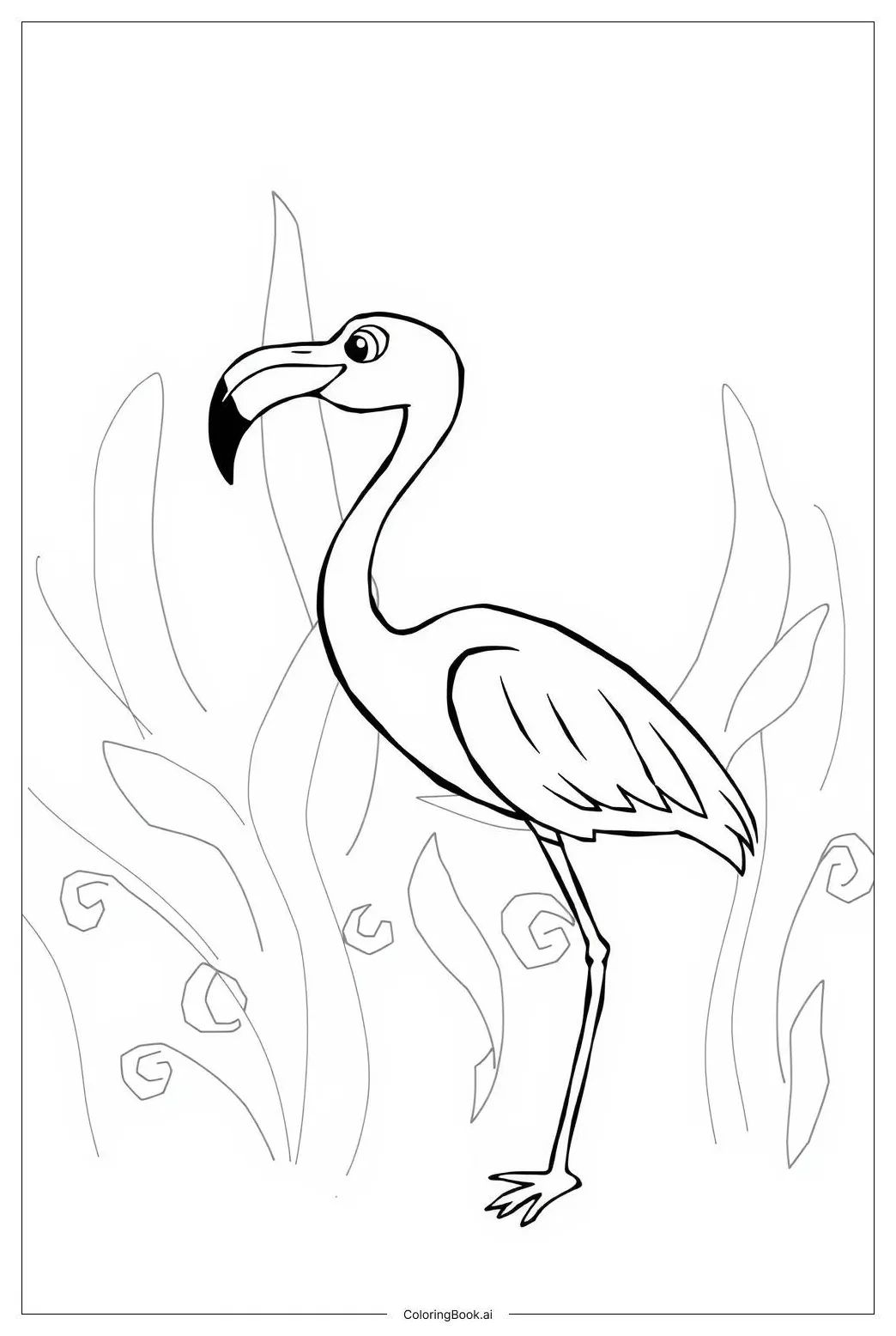 Flamingo stand on one leg coloring page free pdf&png printable