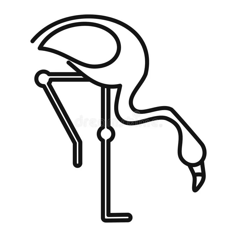 Flamingo standing on one leg icon stock vector illustration of sketch