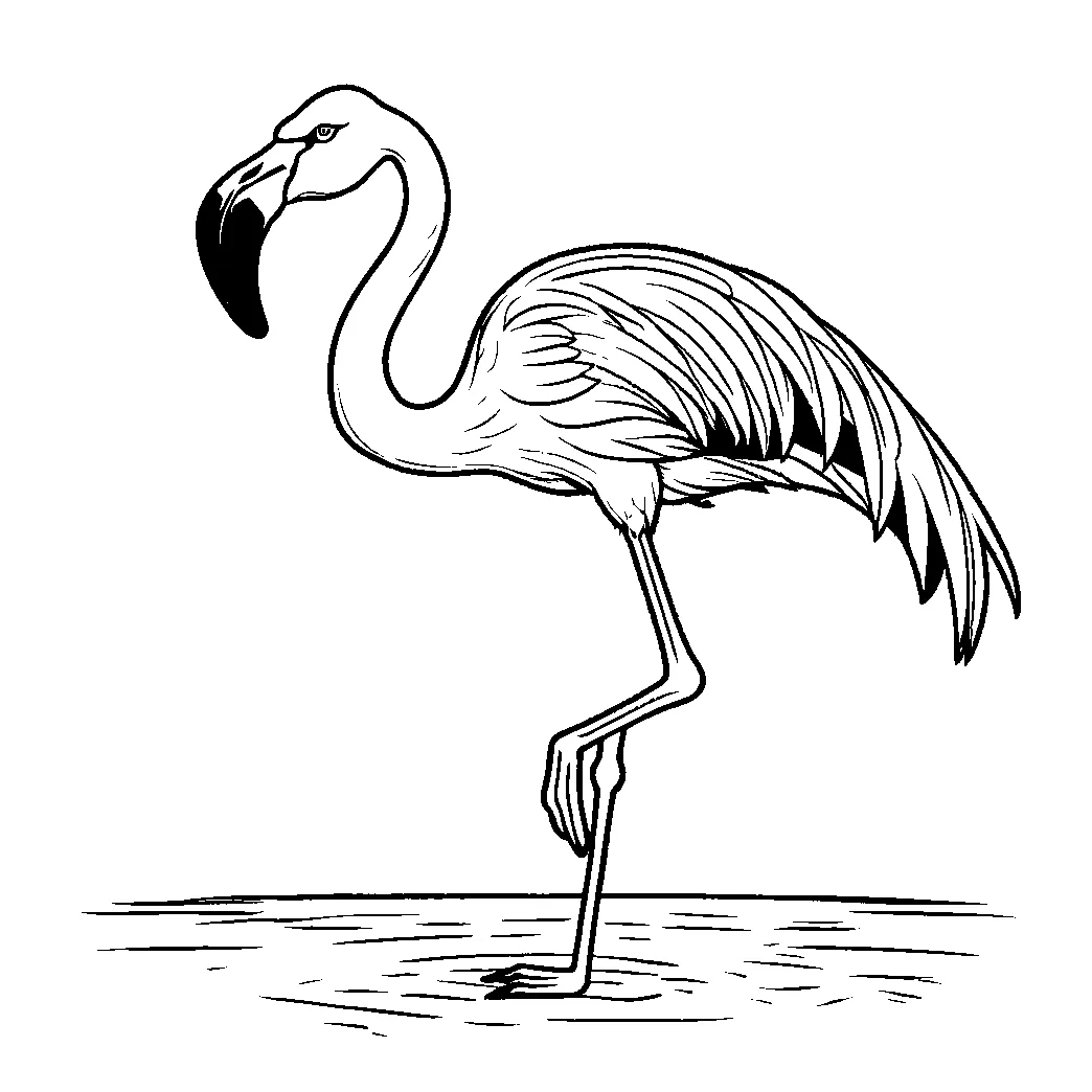 Flamingo standing on one leg lulu pages printable coloring page