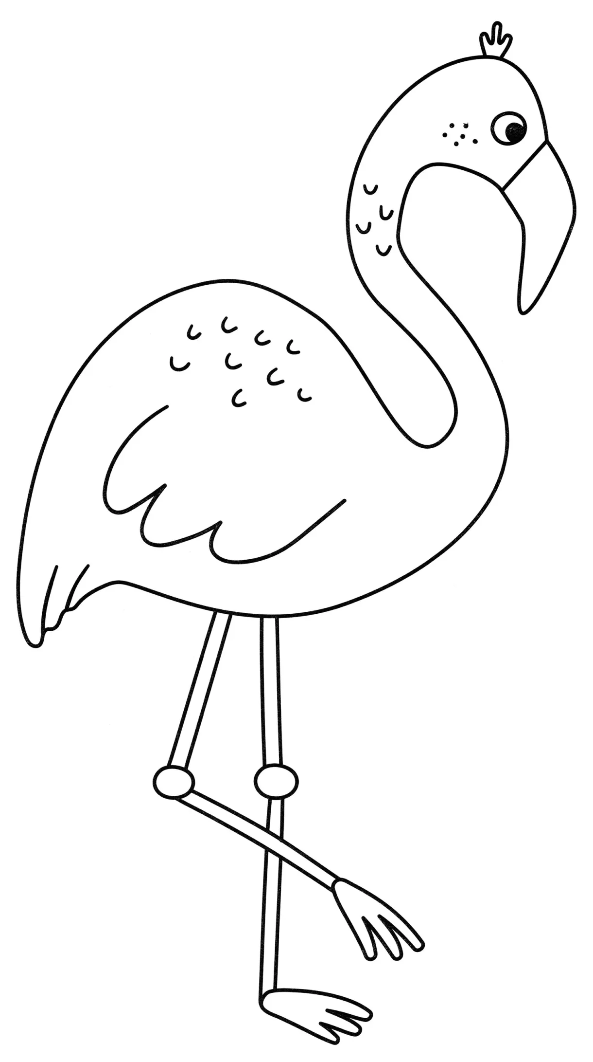 Flamingo on one leg coloring page free and printable