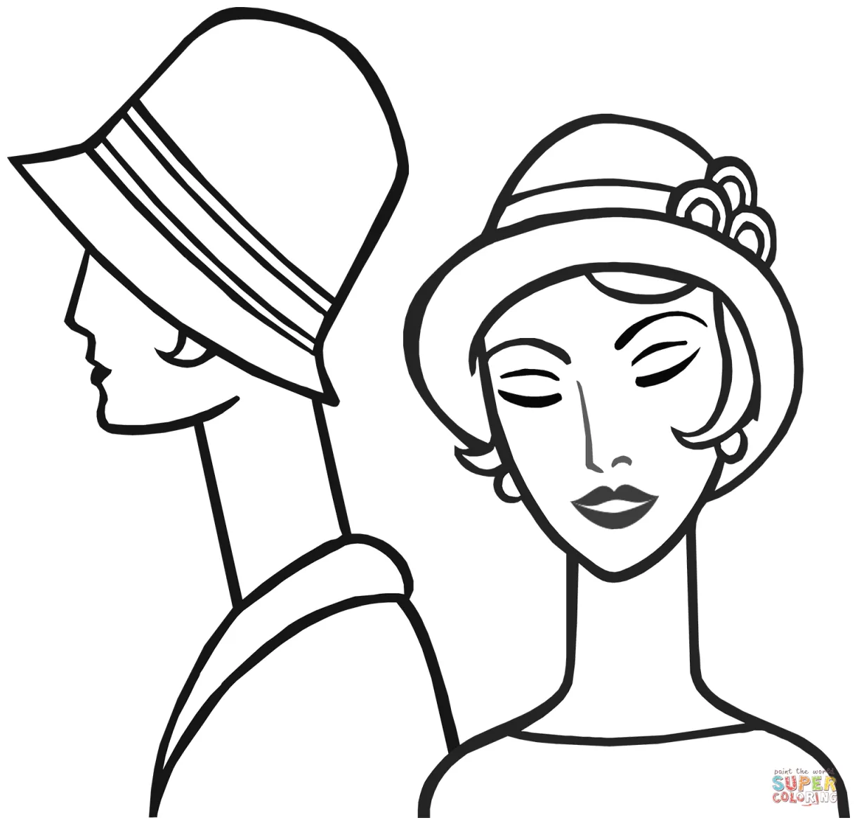 Flapper women coloring pages