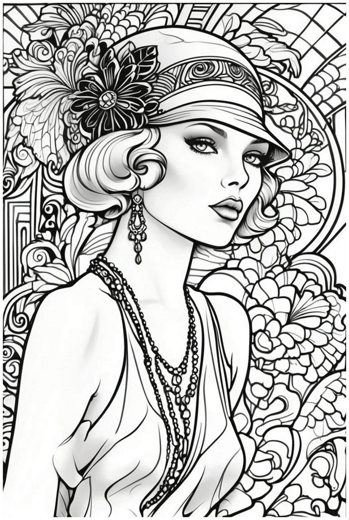 Vintage flapper woman coloring page free public domain printable coloring page