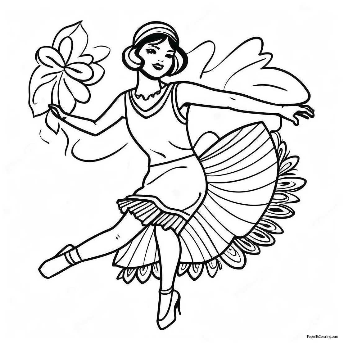 1920s flapper girl dancing coloring page 54062-43570