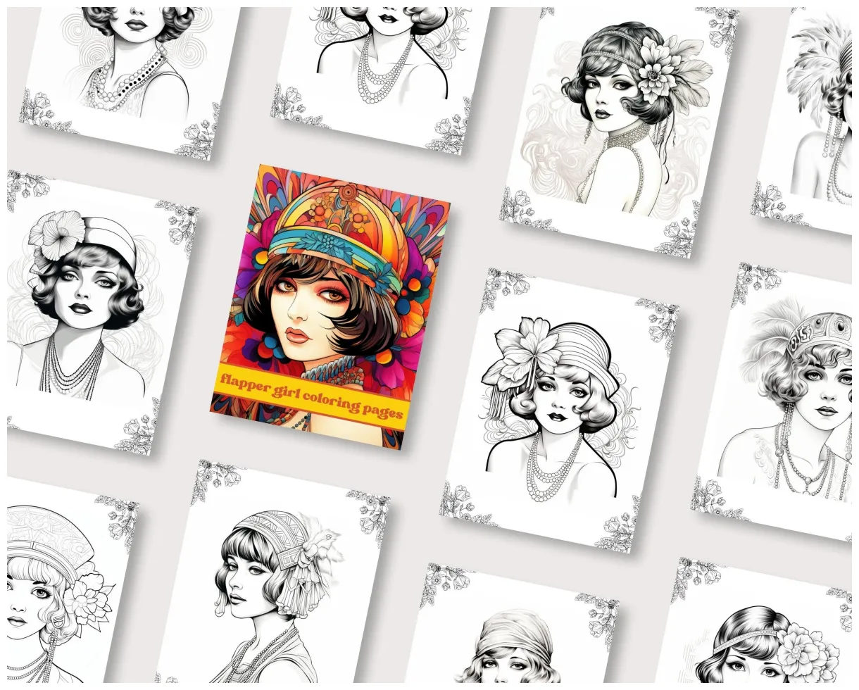 S, 1920s coloring sheets, digital download