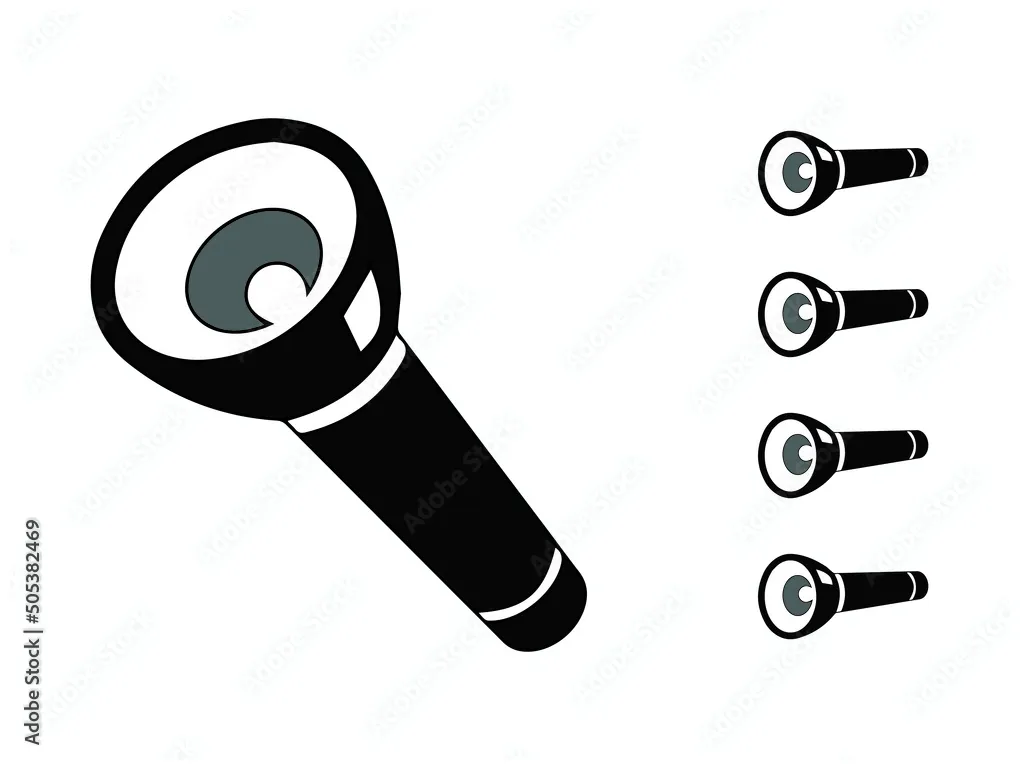 Flashlight outline coloring page vector cartoon illustration stock