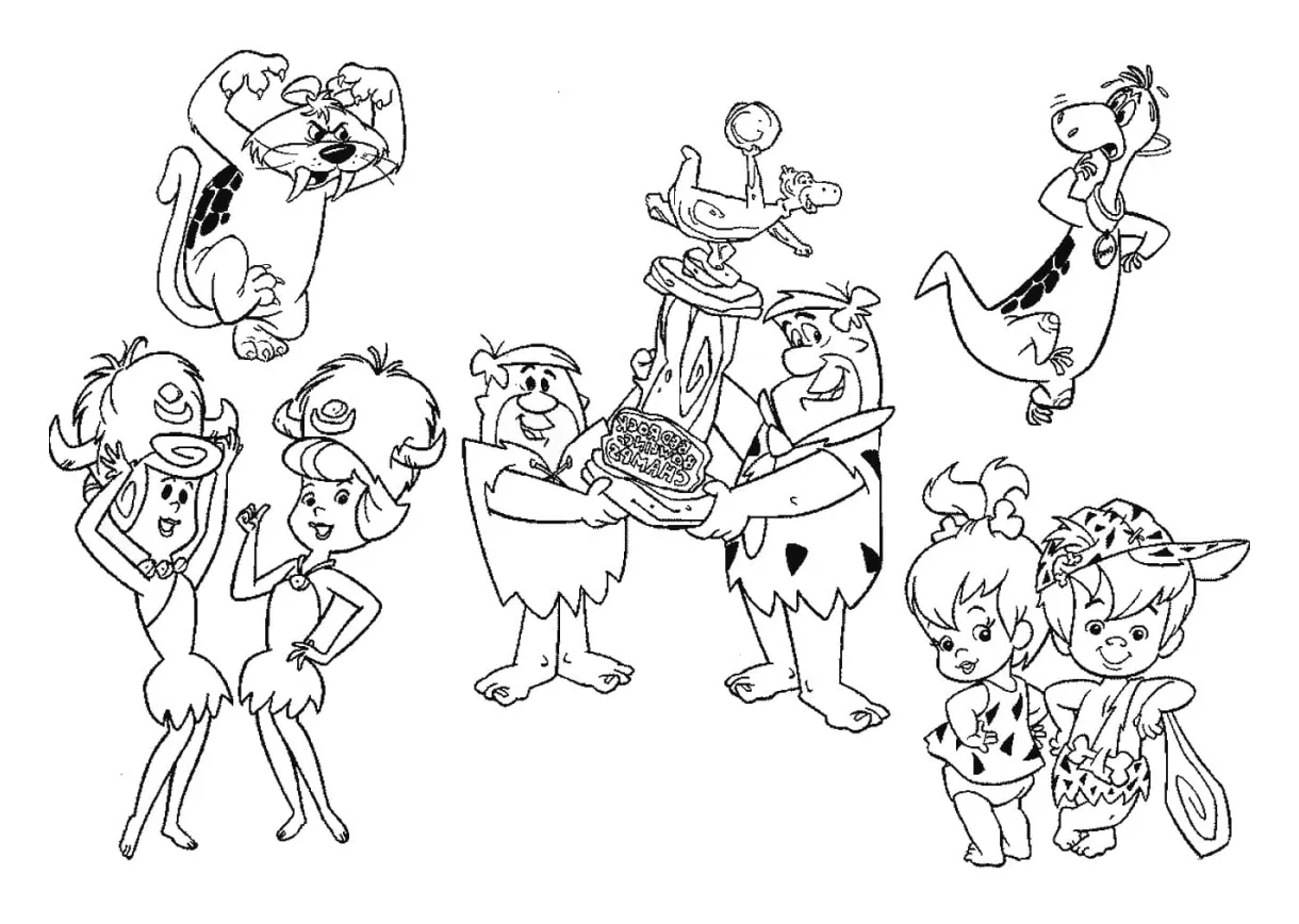 The flintstones characters printable coloring page