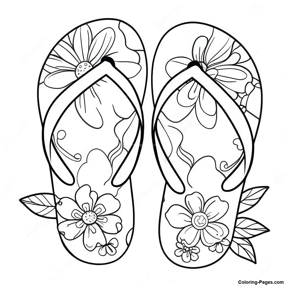 Summer flip flops with flowers coloring page coloring-pages
