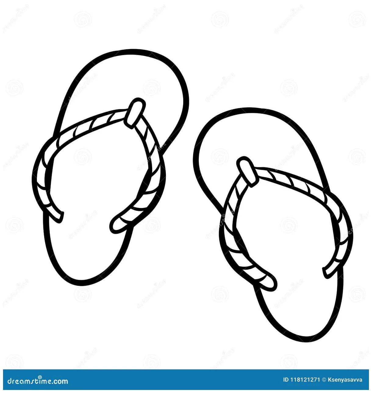 Coloring book, flip flops stock vector. illustration of isolated