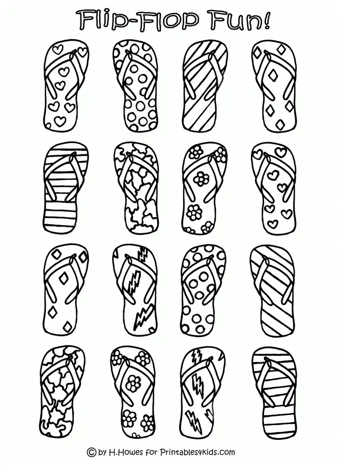 Printable coloring pages flip flops coloring home