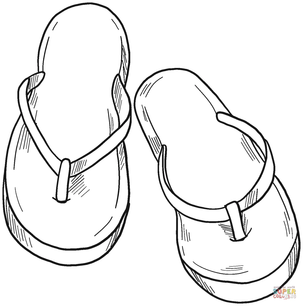 Flip-flops coloring page free printable coloring pages