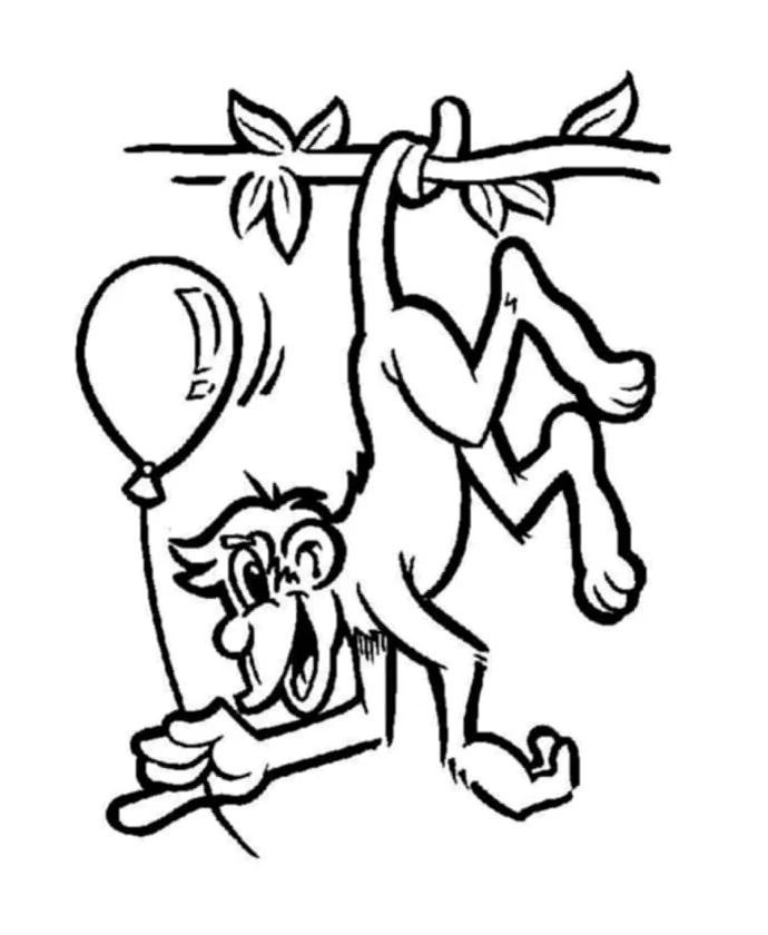 Friendly monkey coloring page free printable coloring pages for kids