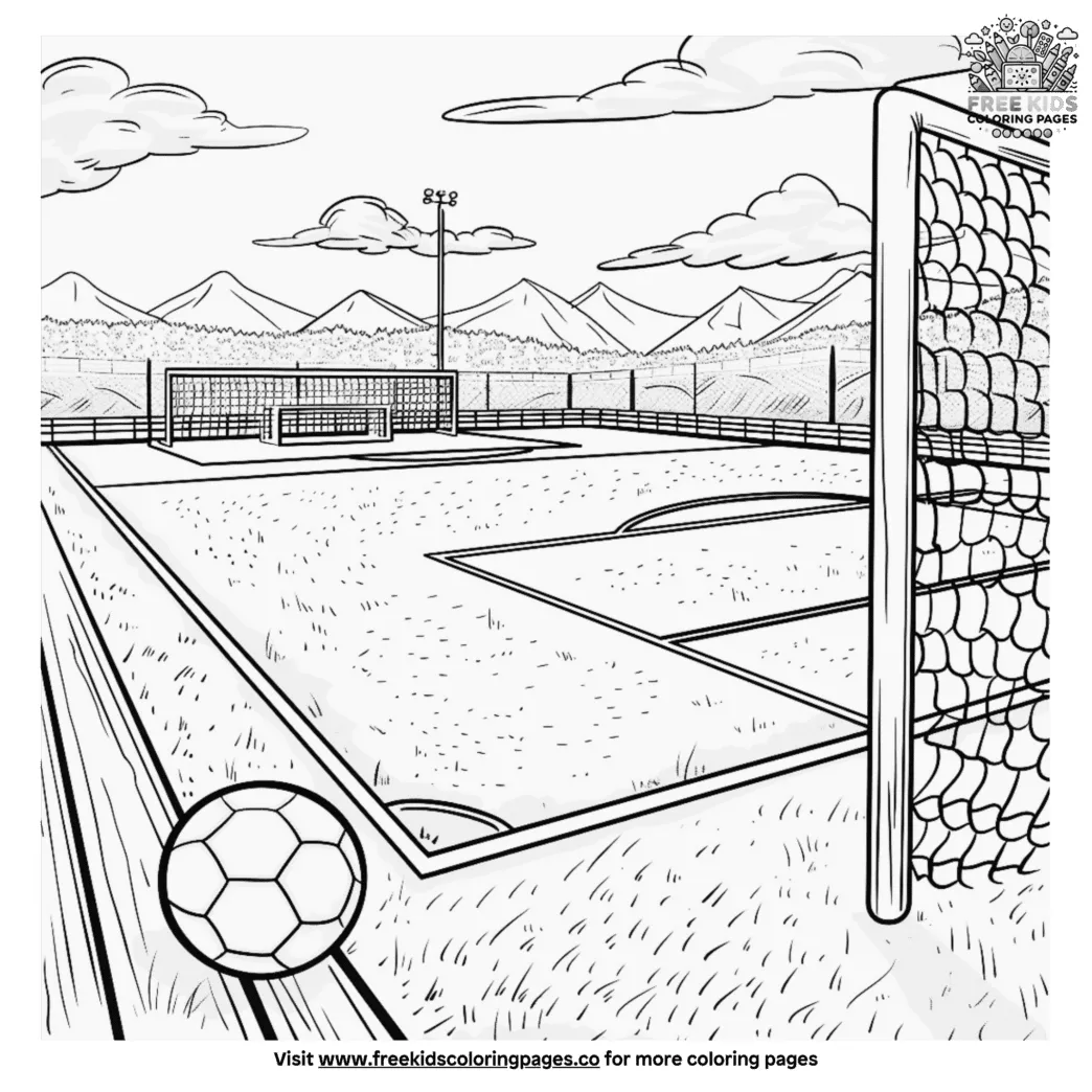 Vibrant soccer field coloring pages