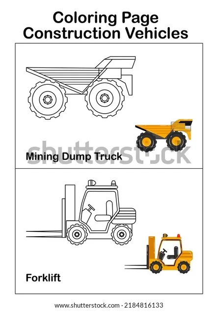 Coloring page truck forklift construction vehicle stock vector royalty