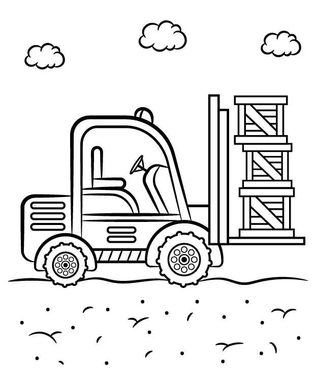 Printable coloring sheet with forklift