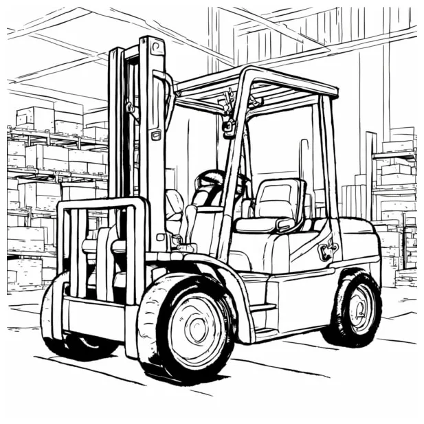 Download forklift truck in warehouse coloring page coloring pages printable coloring page