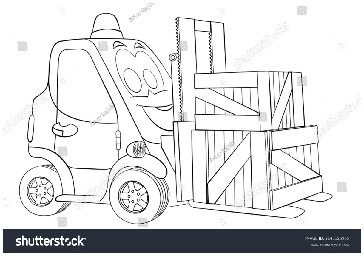 Forklift truck element coloring page cartoon stock vector