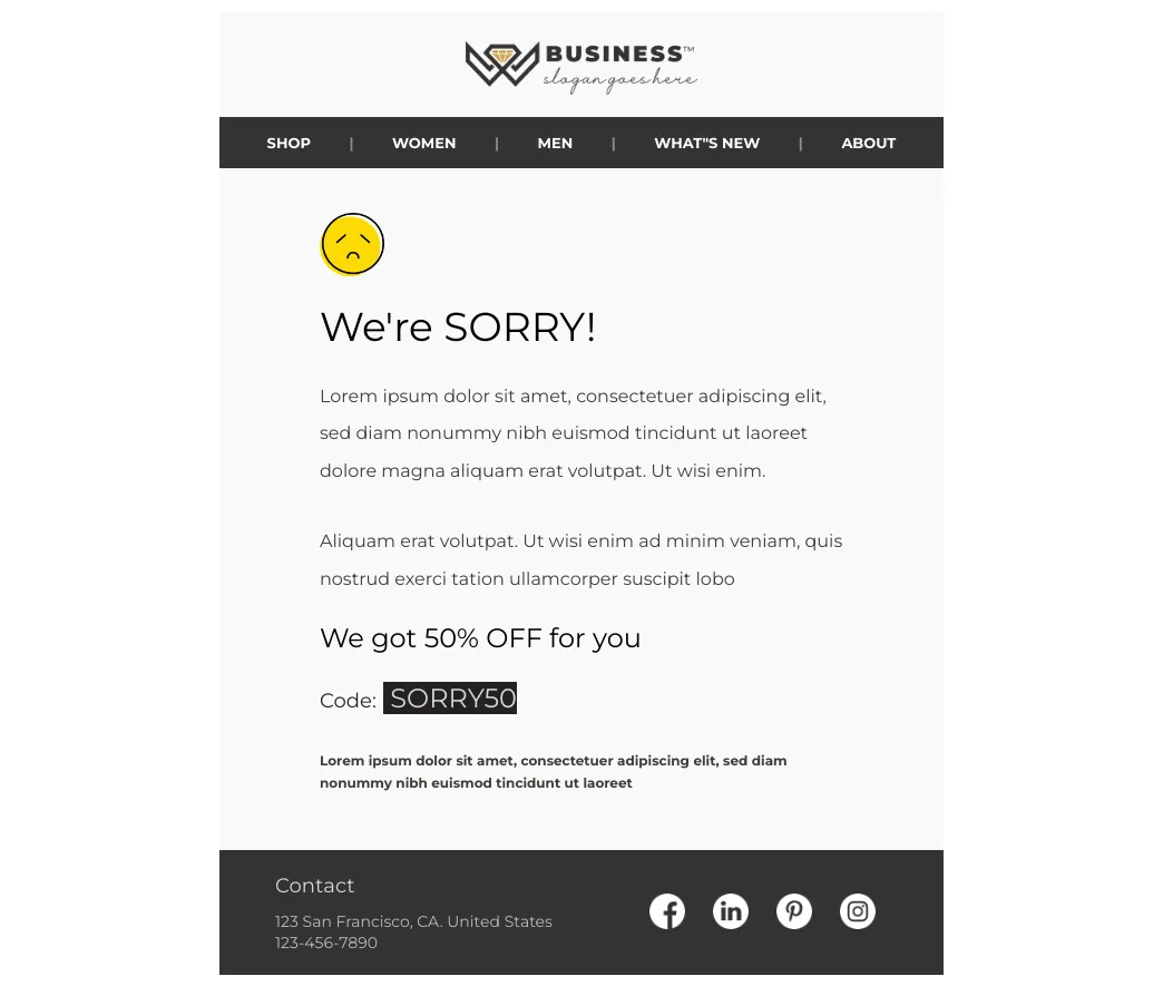 Formal Business Apology email Template | Unlayer