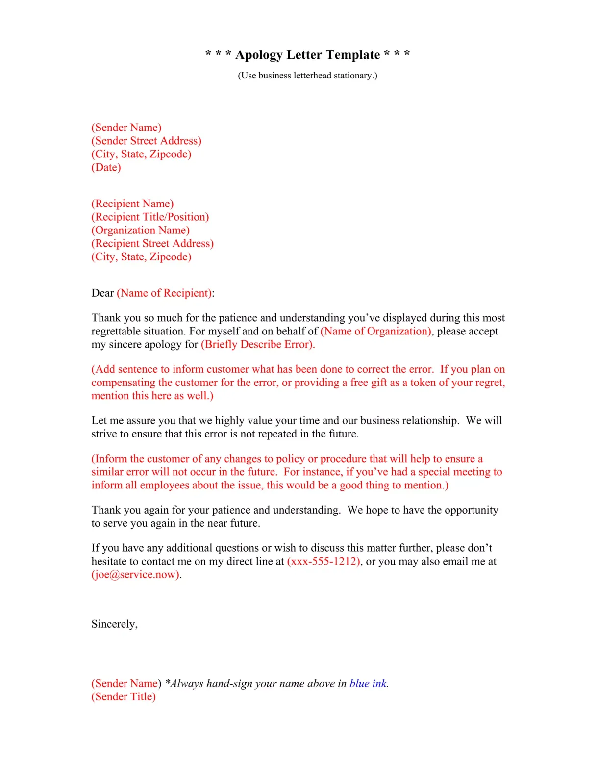Business formal apology letter example | PDF