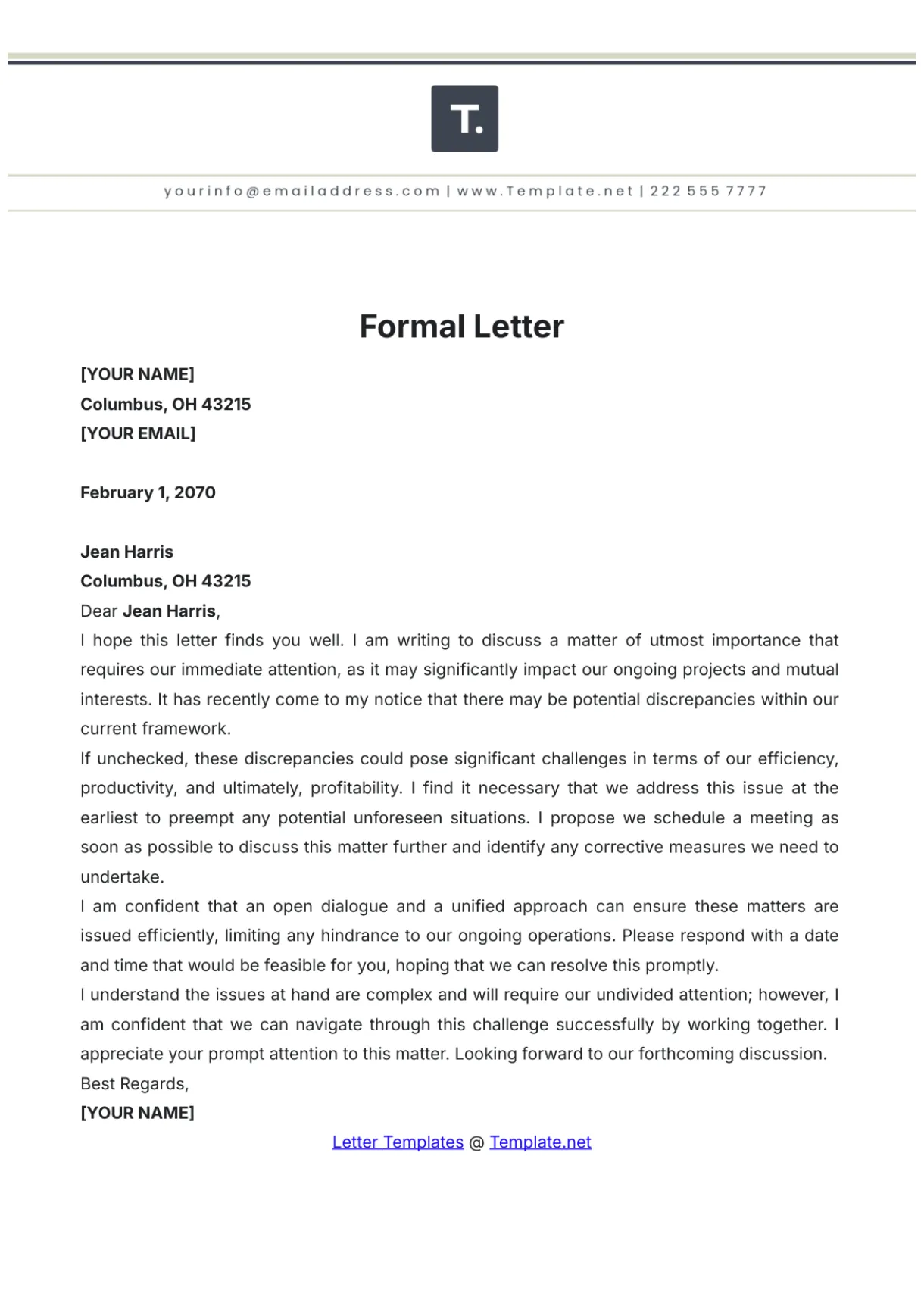 Free formal justification letter template to edit online