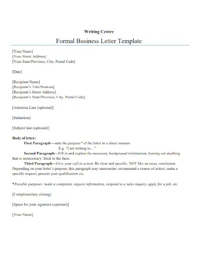 Formal business letter examples to download