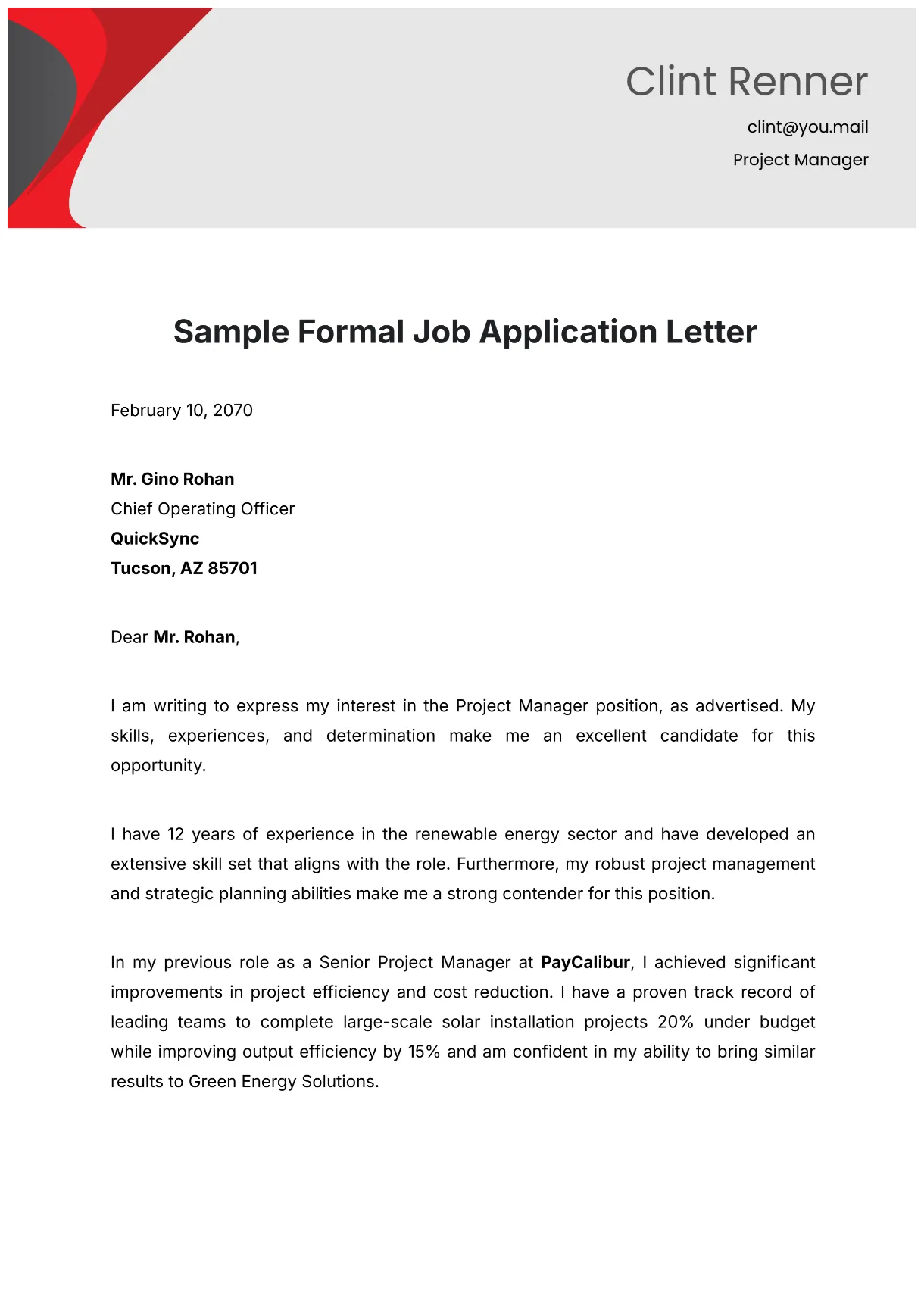 Free formal letter template to edit online
