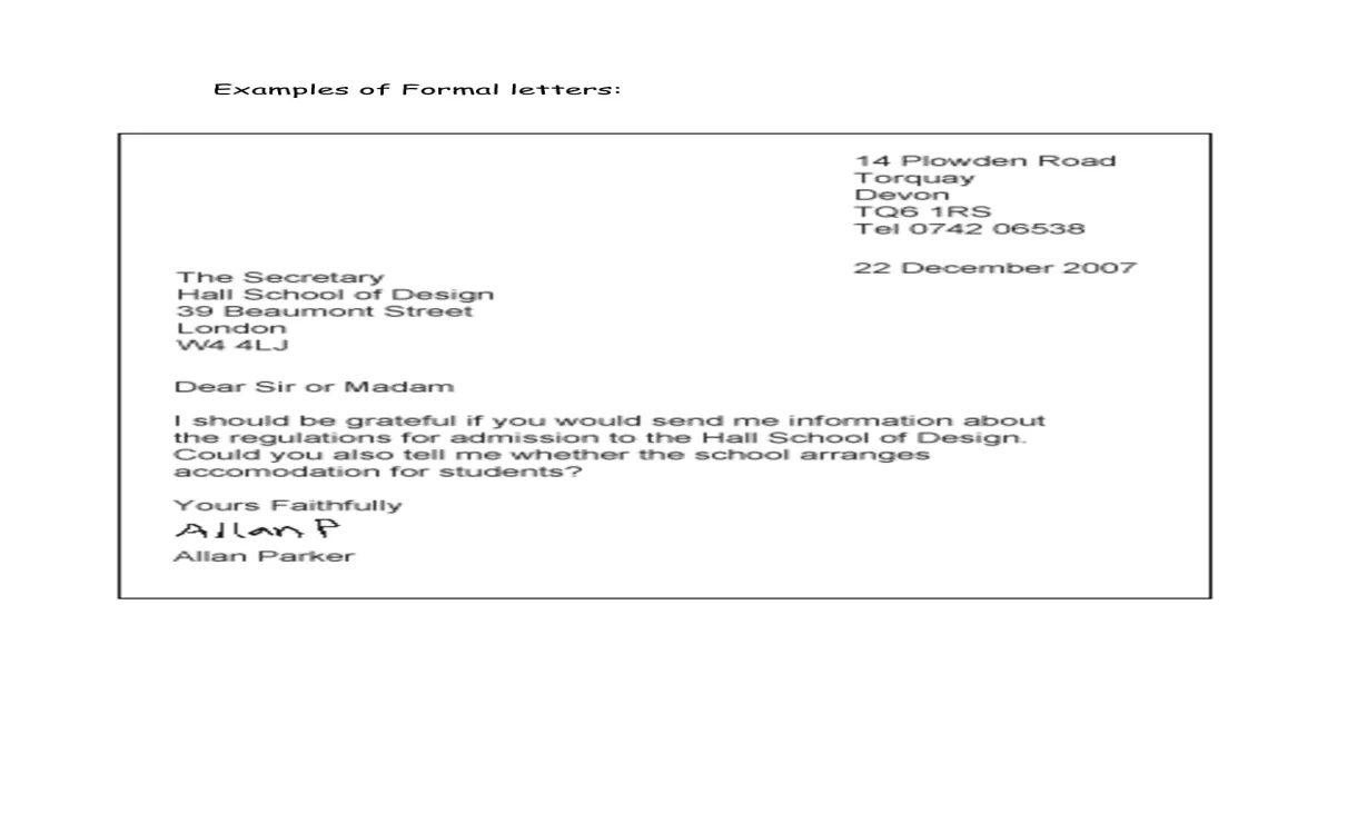 Writing a formal letter template business letter to customer