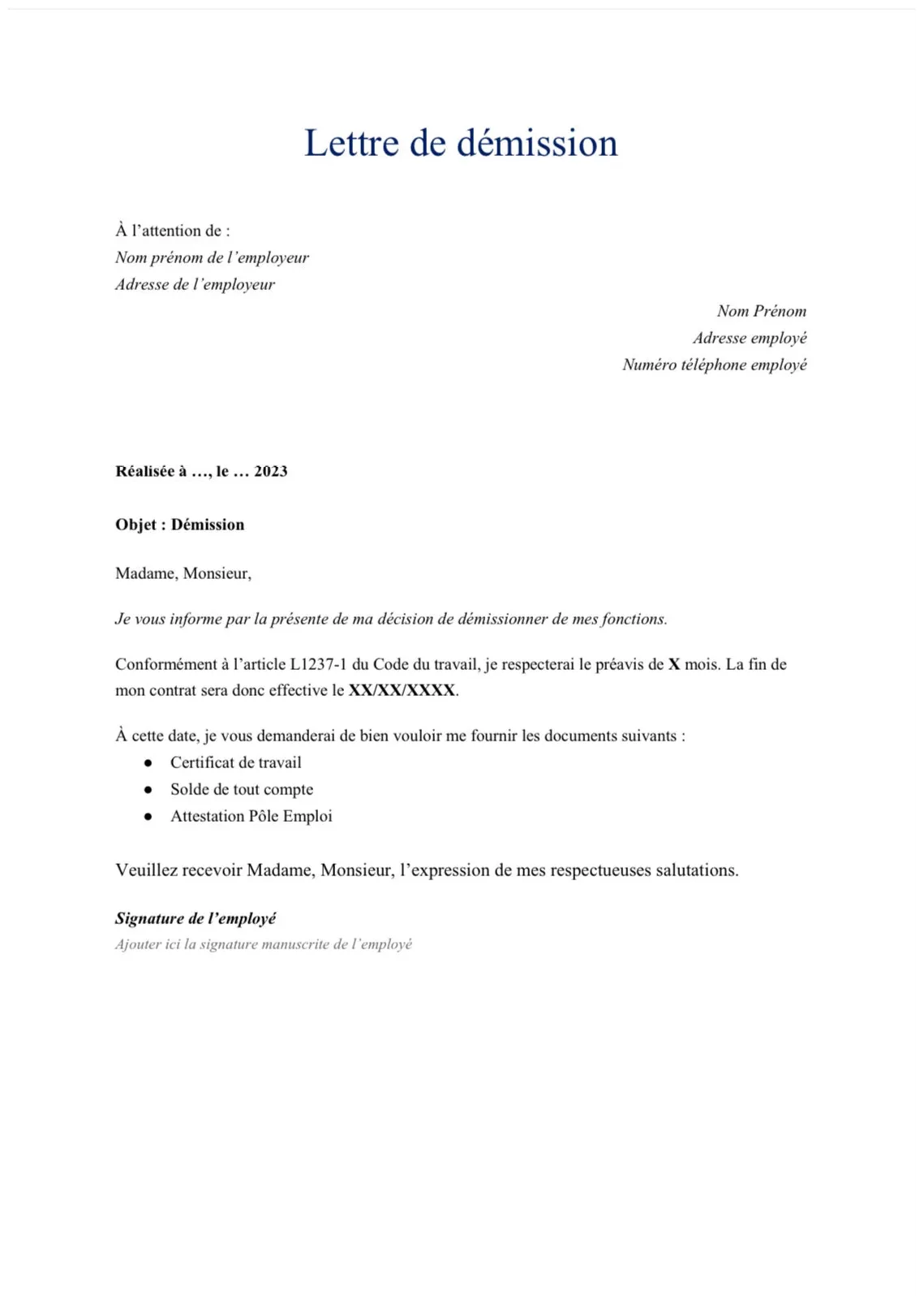 Resignation letter template, notice letter template etsy