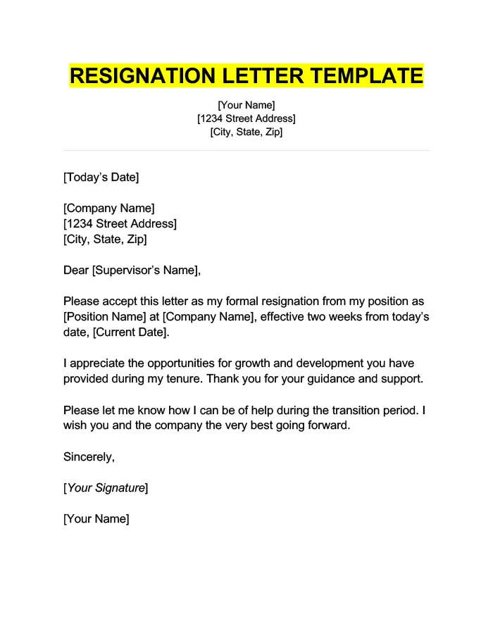 Resignation letter template resignation letter throughout draft my