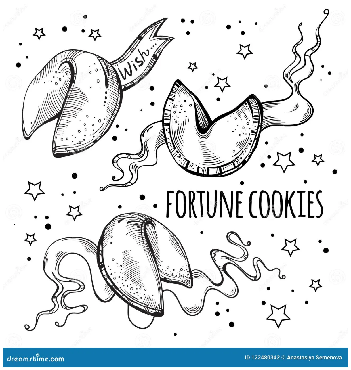 Chinese fortune cookies. coloring page cartoon vector cartoondealer