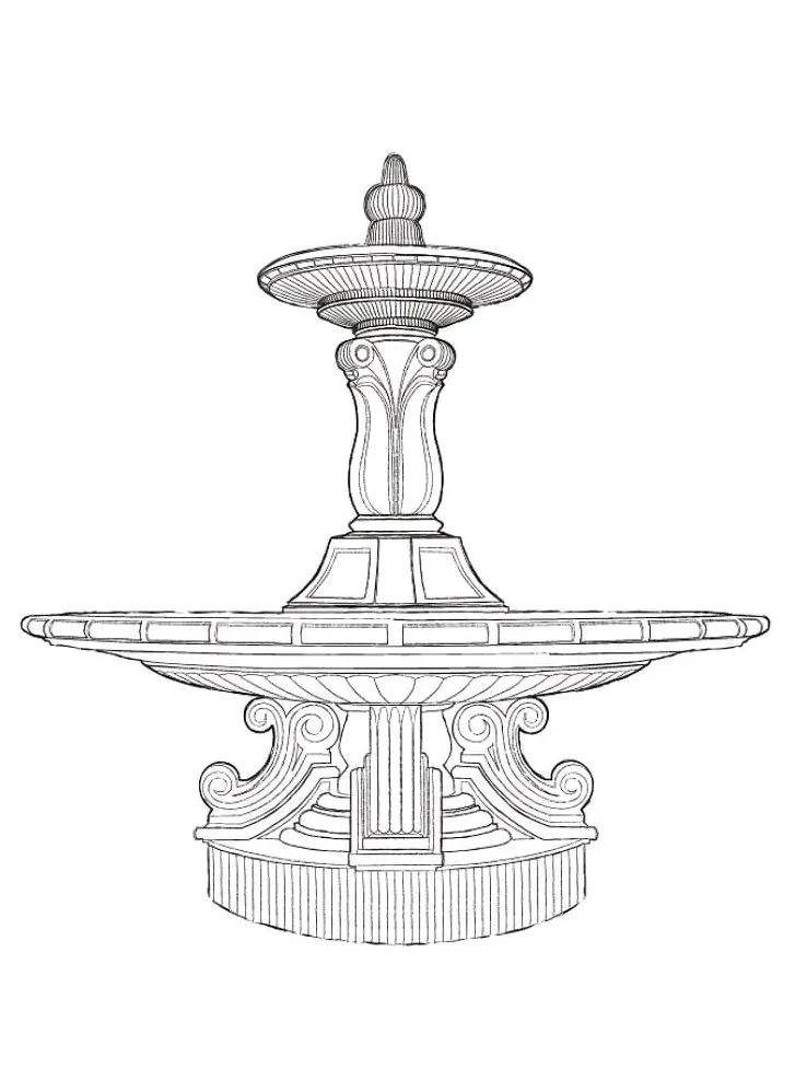 Fountain coloring page