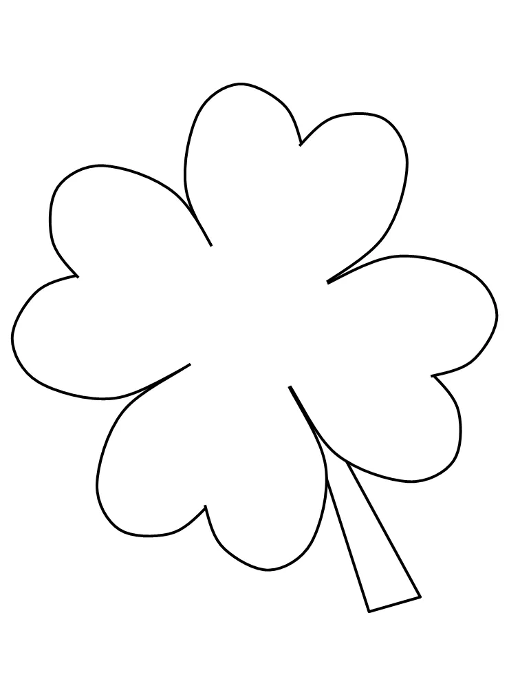 Simple Four Leaf Clover Coloring Pages Clipart - Free Printable