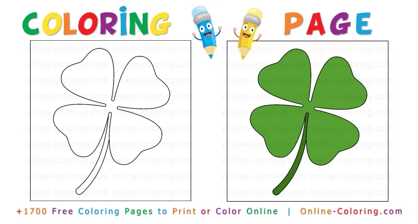 🎨Four Leaf Clover | Free Online Coloring Page